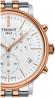 Tissot Carson Premium Chronograph White Dial Two Tone Steel Strap Watch For Men - T122.417.22.011.00