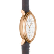 Tissot Carson Premium Chronograph White Dial Brown Leather Strap Watch For Men - T122.417.36.011.00