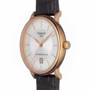 Tissot Carson Premium Powermatic 80 White Dial Brown Leather Strap Watch For Men - T122.407.36.031.00