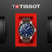 Tissot Supersport Chrono Blue Dial Brown Leather Strap Watch For Men - T125.617.16.041.00