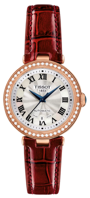 Tissot Bellissima Small Lady Diamonds Silver Dial Brown Leather Strap Watch For Women - T126.207.66.113.00