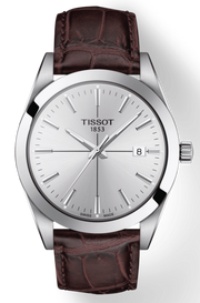 Tissot Gentlemen Silver Dial Brown Leather Strap Watch for Men - T127.410.16.031.01