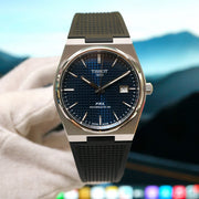 Tissot PRX Powermatic 80 Blue Dial Black Rubber Strap Watch for Men - T137.407.17.041.00