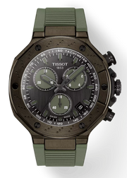 Tissot T Race Chronograph Black Dial Green Rubber Strap Watch for Men - T141.417.37.061.02