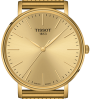 Tissot T Classic Everytime Medium Gold Dial Gold Mesh Bracelet Watch For Men - T109.410.33.021.00