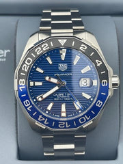 Tag Heuer Aquaracer GMT Calibre 6 Automatic Blue Dial Silver Steel Strap Watch for Men - WAY201T.BA0927