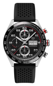 Tag Heuer Carrera Chronograph Black Dial Black Rubber Strap Watch for Men - CBN2A1AA.FT6228