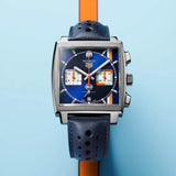 Tag Heuer Monaco Gulf Automatic Chronograph Blue Dial Blue Leather Strap Watch for Men - CBL2115.FC6494