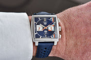 Tag Heuer Monaco Gulf Automatic Chronograph Blue Dial Blue Leather Strap Watch for Men - CBL2115.FC6494
