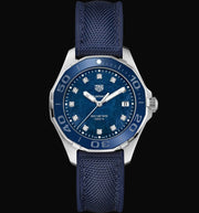 Tag Heuer Aquaracer Quartz Mother of Pearl Blue Dial Blue NATO Strap Watch for Women - WAY131L.FT6091