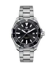 Tag Heuer Aquaracer Quartz Black Dial Silver Steel Strap Watch for Men - WAY101A.BA0746