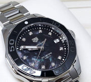 Tag Heuer Aquaracer Quartz Black Dial Silver Steel Strap Watch for Women - WAY131M.BA0748