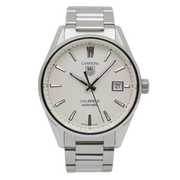 Tag Heuer Carrera Automatic Caliber 5 White Dial Silver Steel Strap Watch for Men - WAR211B.BA0782