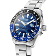 Tag Heuer Aquaracer GMT Calibre 6 Automatic Blue Dial Silver Steel Strap Watch for Men - WAY201T.BA0927