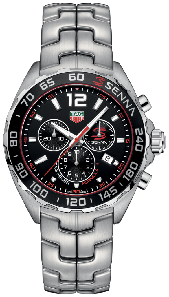 Tag Heuer Senna Chronograph Special Edition Black Dial Silver Steel Strap Watch for Men - CAZ1015.BA0883