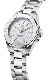 Tag Heuer Aquaracer Quartz Mother of Pearl White Dial Silver Steel Strap Watch for Women - WBD1411.BA0741