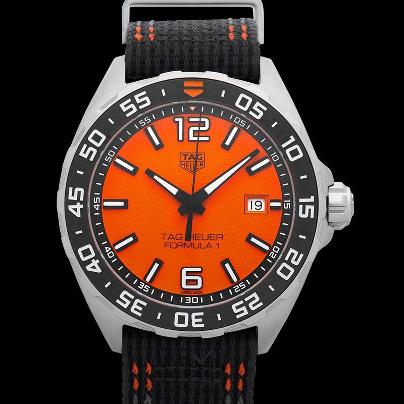 Tag Heuer Formula 1 Quartz Orange Dial Black Nylon Strap Watch for Men - WAZ101A.FC8305