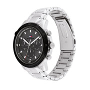 Tommy Hilfiger Troy Chronograph Grey Dial Silver Steel Strap Watch For Men - 1792106