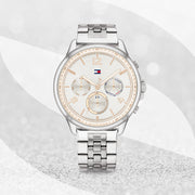 Tommy Hilfiger Harper Chronograph White Dial Silver Steel Strap Watch For Women - 1782222