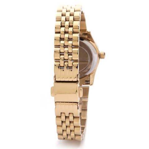 Michael Kors Lexington Quartz Blue Dial Gold Steel Strap Watch For Women