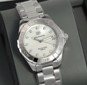 Tag Heuer Aquaracer Diamonds White Mother of Pearl Dial Silver Steel Strap Watch for Women - WBD1314.BA0740
