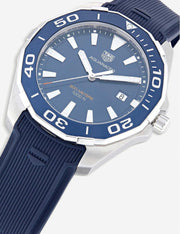 Tag Heuer Aquaracer Quartz Blue Dial Blue Rubber Strap Watch for Men -  WAY101C.FC6153