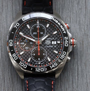 Tag Heuer Formula 1 Mario Kart Chronograph Black Dial Black Leather Strap Watch for Men - CAZ201E.FC6517
