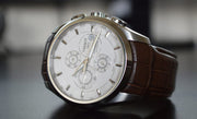 Tissot Couturier Chronograph White Dial Brown Leather Strap Watch For Men - T035.617.16.031.00