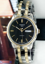 Tissot Automatics III Day Date Black Dial Two Tone Steel Strap Watch For Men - T065.430.22.051.00