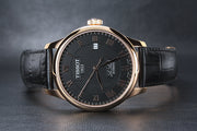 Tissot T Classic Le Locle Automatic Black Dial Black Leather Strap Watch For Men - T41.5.423.53