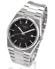 Tissot PRX Quartz Black Dial Silver Steel Strap Watch For Men - T137.410.11.051.00
