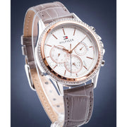 Tommy Hilfiger Ari Diamonds White Dial Grey Leather Strap Watch for Women - 1781980
