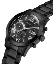 Guess Atlas Chronograph Black Dial Black Steel Strap Watch For Men - W0668G5