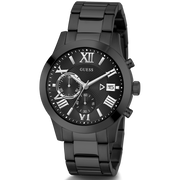 Guess Atlas Chronograph Black Dial Black Steel Strap Watch For Men - W0668G5