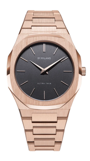 D1 Milano Ultra Thin Grey Dial Gold Steel Strap Watch for Men - D1-UTBJ08