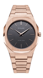 D1 Milano Ultra Thin Grey Dial Gold Steel Strap Watch for Men - D1-UTBJ08