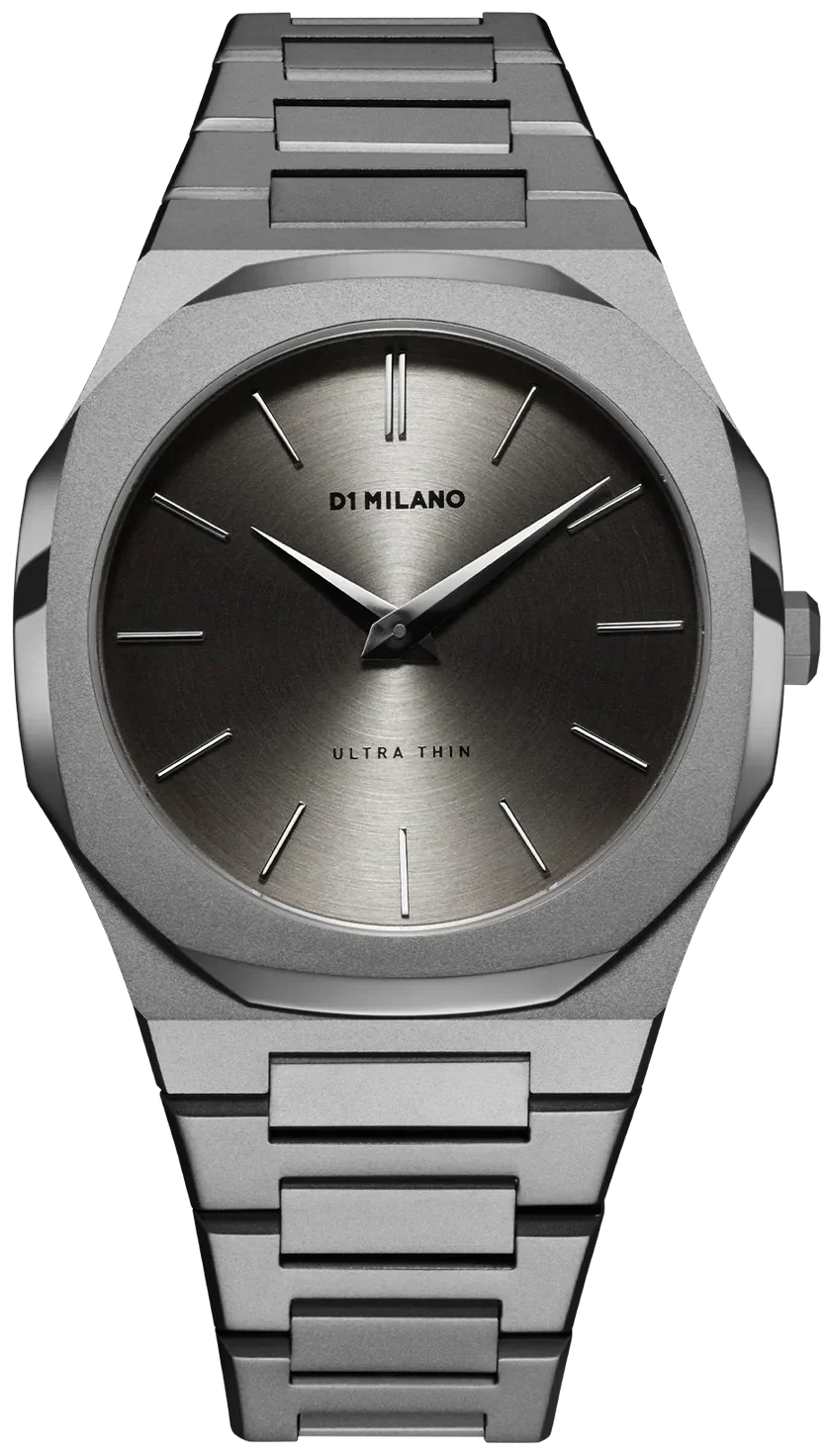 D1 Milano Ultra Thin Anthracite Gray Dial Gray Steel Strap Watch for Men - D1-UTBJ22