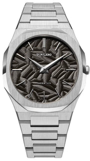D1 Milano Ultra Thin Ashfield Black Dial Silver Steel Strap Watch for Men - D1-UTBJ32
