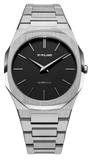D1 Milano Ultra Thin Matte Black Dial Silver Steel Strap Watch for Men - D1-UTBJ40