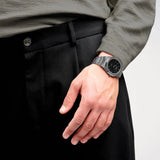 D1 Milano Ultra Thin Re-Gun Black Dial Gray Steel Strap Watch for Men - D1-UTBJ41