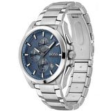 Hugo Boss Grandmaster Chronograph Blue Dial Silver Steel Strap Watch for Men - 1513884