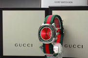 Gucci Grip Quartz Chronograph Red Dial Two Tone NATO Strap Watch for Men - YA157304