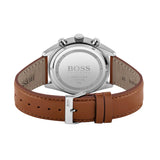 Hugo Boss Champion Chronograph White Dial Brown Leather Strap Watch for Men - 1513879