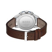 Hugo Boss Allure Chronograph Blue Dial Brown Leather Strap Watch for Men - 1513921