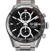 Tag Heuer Carrera Automatic Chronograph Black Dial Silver Steel Strap Watch for Men - CBM2110.BA0651