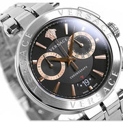 Versace Aion Chronograph Black Dial Silver Steel Strap Watch For Men - VE1D01019