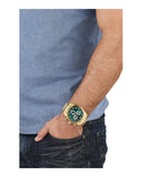 Versace V-Ray Chronograph Green Dial Gold Steel Strap Watch For Men - VE2I00621