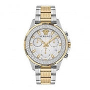 Versace Greca Action Chronograph Quartz Silver Dial Two Tone Steel Strap Watch for Men - VE3J00522