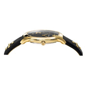 Versace Audrey Quartz Black Dial Black Leather Strap Watch for Women - VELR00319