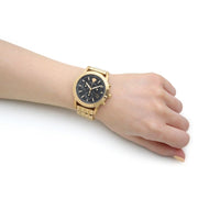 Versace Sport Tech Chronograph Black Dial Gold Steel Strap Watch for Men - VELT00419